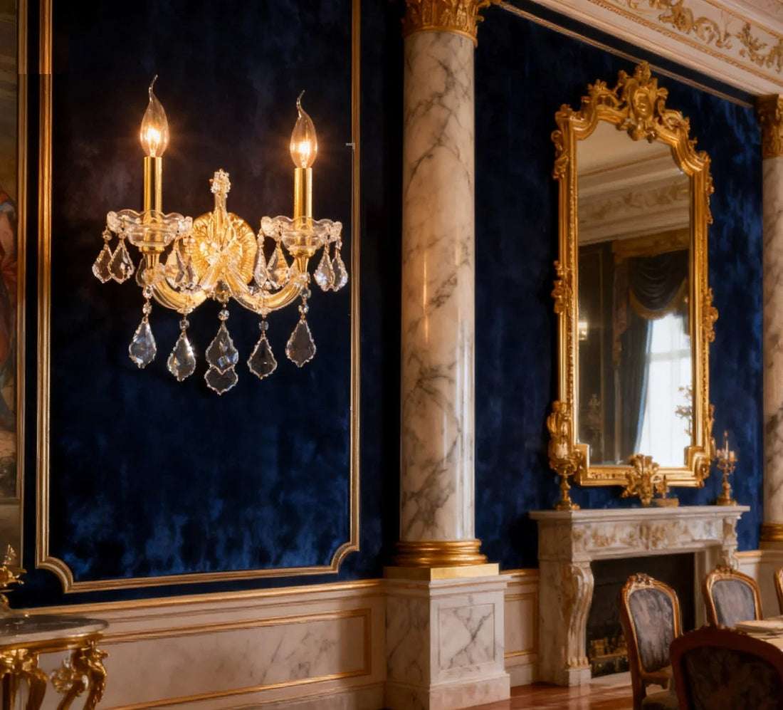 2 Lights Crystal Wall Sconce Maria Theresa Wall Lamp-壁灯-Jecanoli