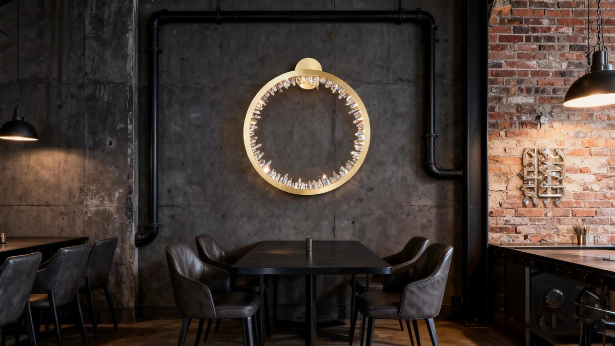 16'' Round Modern Wall Lamp Quartz Crystal Wall Sconce-壁灯-Jecanoli