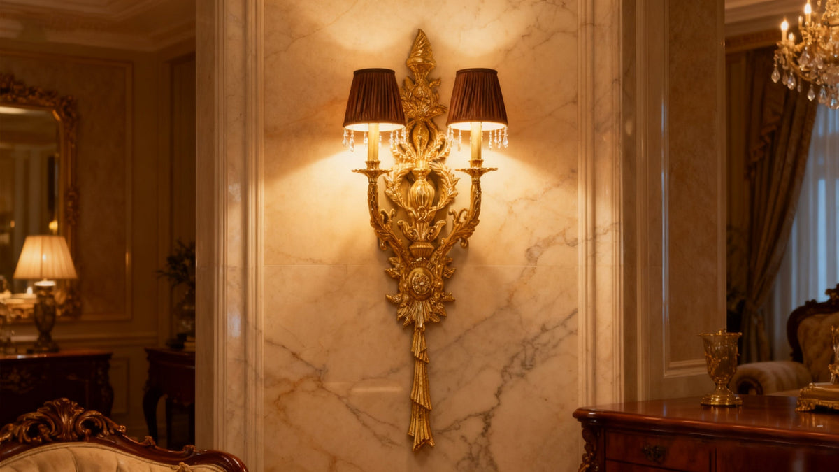 42 Inch Height 2 Lights European Style Brass Wall Sconce-壁灯-Jecanoli