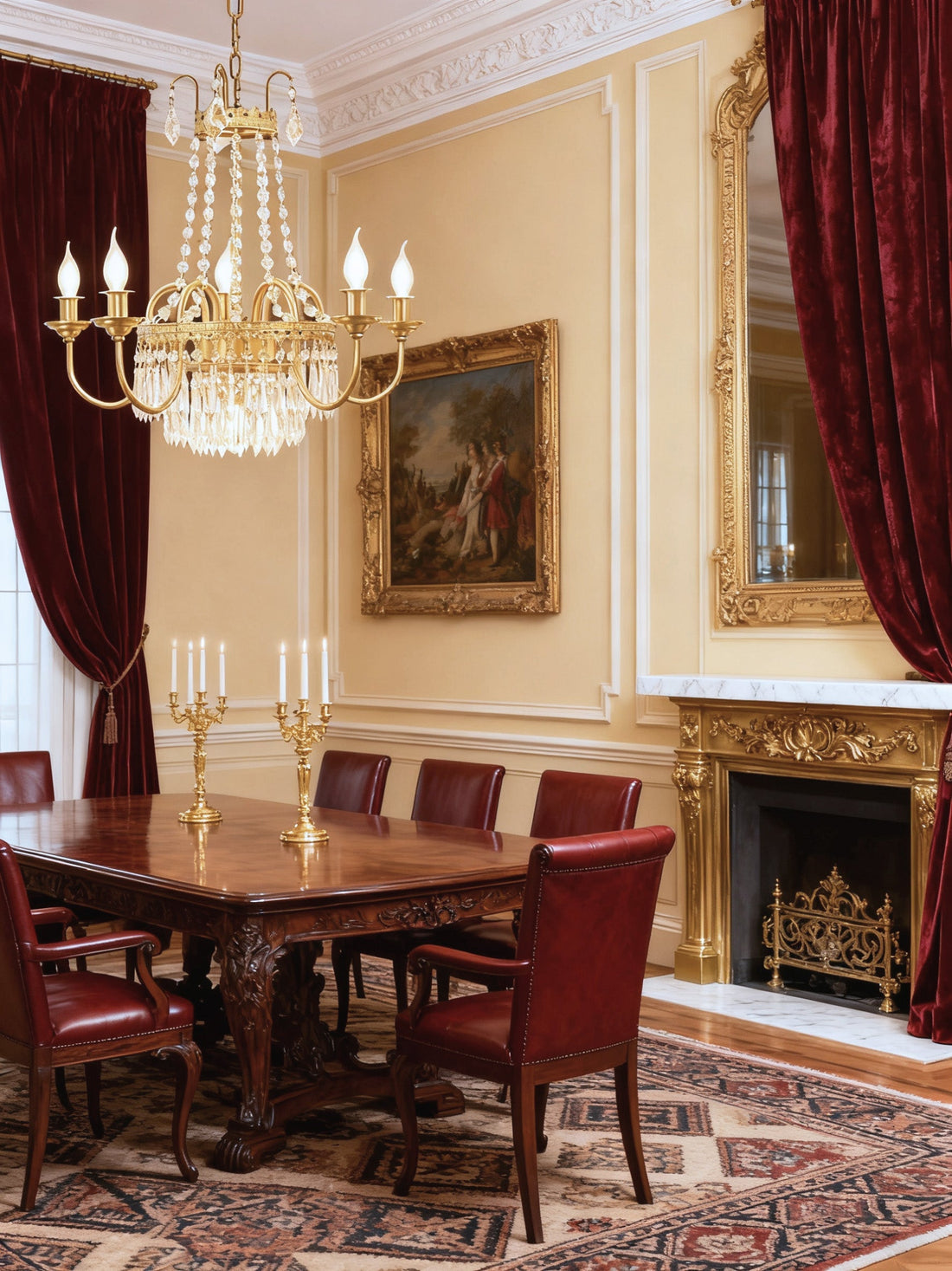 Elegant Small French Empire Brass & Crystal Chandelier 25'' W x 22'' H – Ideal for Living Room Dining Nook Entryway-铜灯-Jecanoli