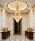 45X71 Inch Big Luxury Brass and Crystal Chandelier Lighting for High Ceiling Entrance-大吊灯-Jecanoli