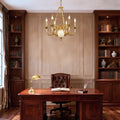 6 Lights Small Empire Style Antique Brass Chandelier Gold Chandelier for Study Room 26X26 Inch-铜灯-Jecanoli