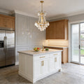Stylish Small 12'' W x 18'' H Antique Brass & Crystal Chandelier – Ideal for Kitchen Island Small Kitchen Breakfast Nook-铜灯-Jecanoli