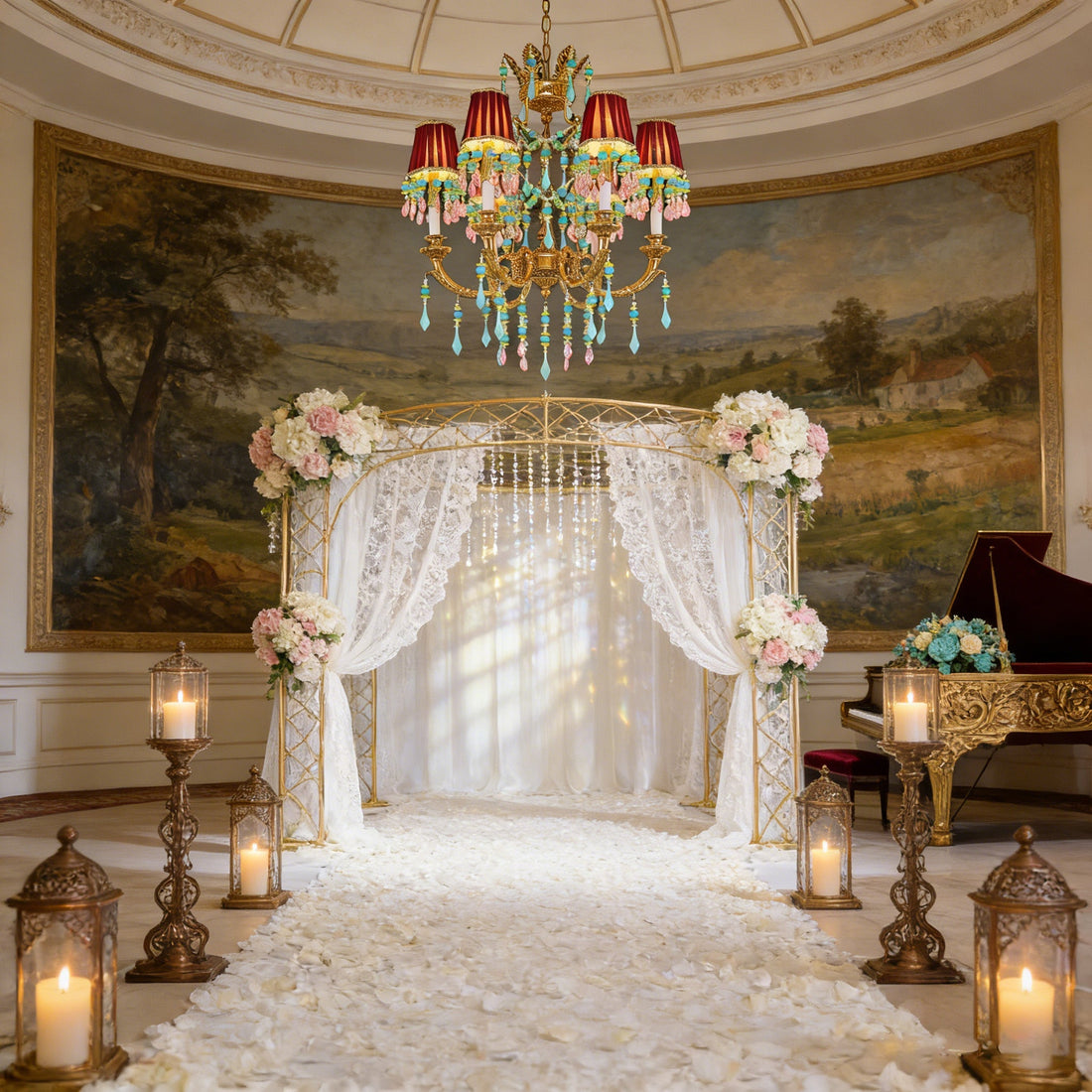 6 Lights Small Copper Crystal Chandelier Luxury Colorful Wedding Chandelier Light-铜灯-Jecanoli