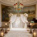 6 Lights Small Copper Crystal Chandelier Luxury Colorful Wedding Chandelier Light-铜灯-Jecanoli