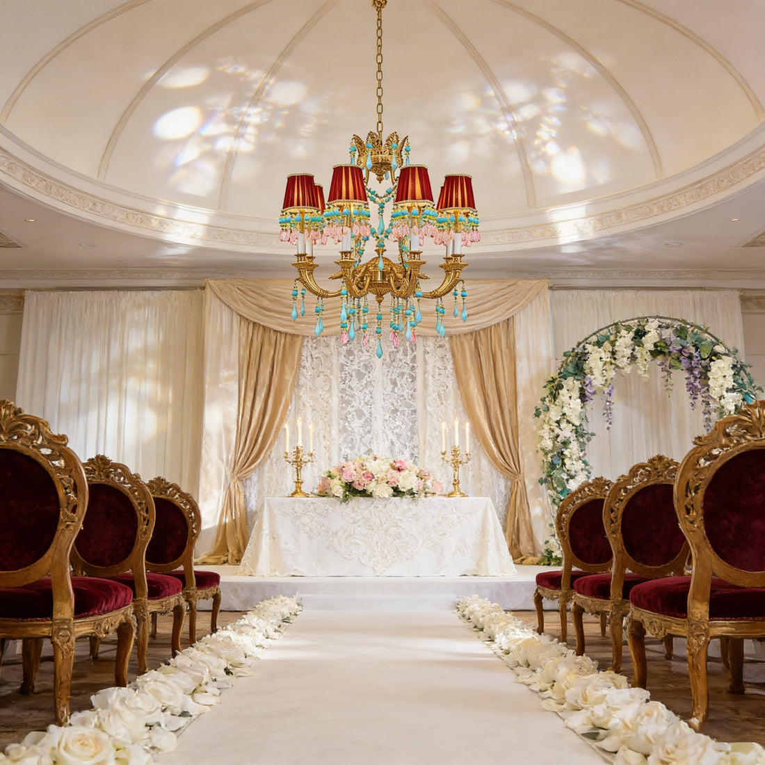 8 Lights Small Copper Crystal Chandelier Luxury Colorful Wedding Chandelier Light-铜灯-Jecanoli