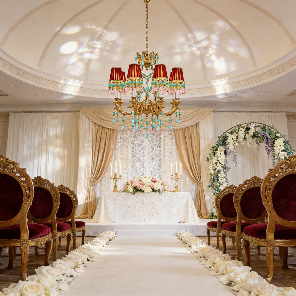 8 Lights Small Copper Crystal Chandelier Luxury Colorful Wedding Chandelier Light-铜灯-Jecanoli