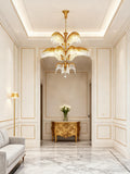 39X35 Inch Wide 3-Layer Big Brass Palm Tree Gold Crystal Chandelier for Entrance/ Foyer-铜灯-Jecanoli