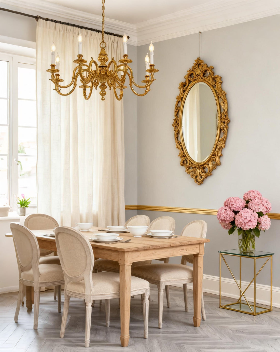 35X18 Inch 8 Lights Vintage French Gold Brass Chandelier for Master Bedroom-铜灯-Jecanoli