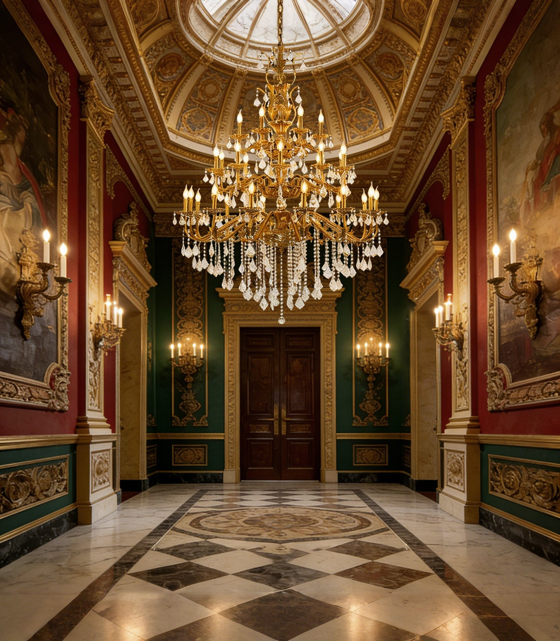 51X68 Inch 30 Lights Tiered Brass and Crystal Chandelier for Foyer-大吊灯-Jecanoli