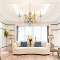 26X23 Inch 6 Lights Rococo Style Antique Copper Chandelier Small Blue Bedroom Chandelier-铜灯-Jecanoli