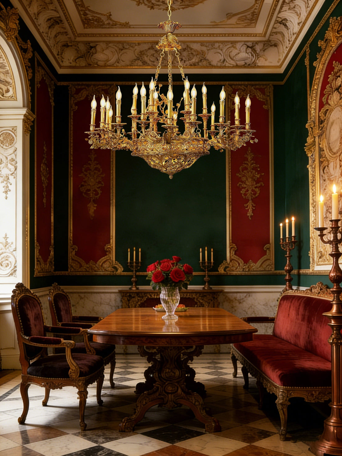 47X43 Inch Baroque Style Antique French Palace Copper Chandelier-大吊灯-Jecanoli