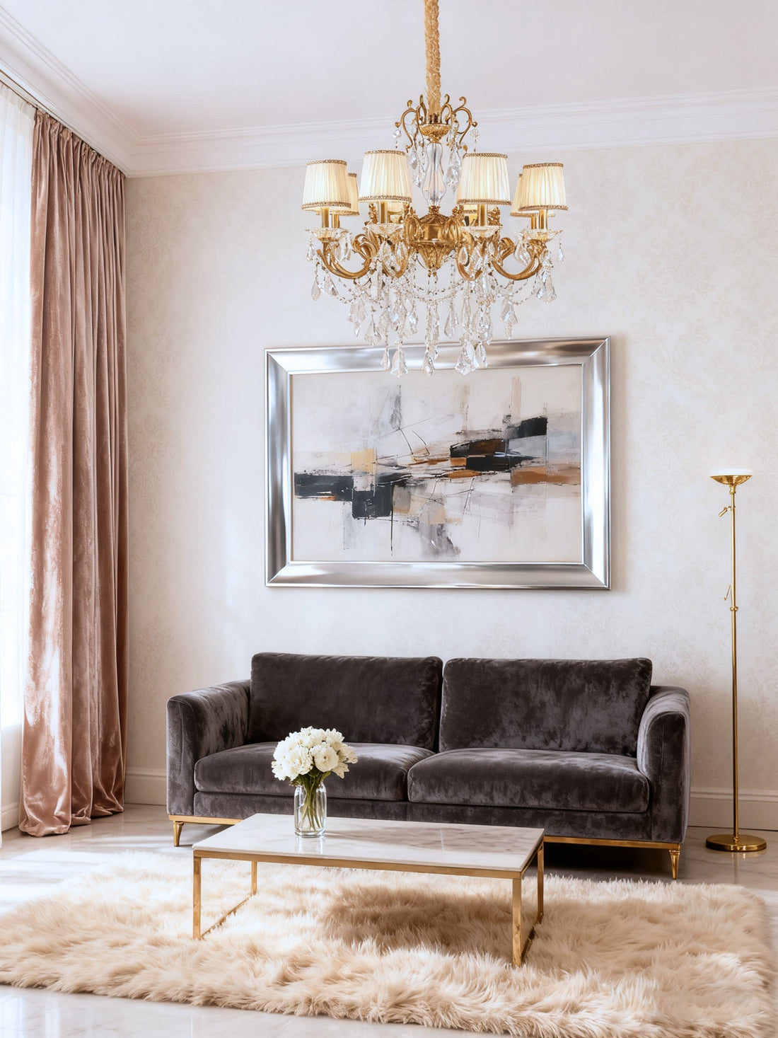 Statement 31X30 Inch 8-Light Candle Style Antique Brass Crystal Chandelier – Perfect for Dining Room Living Room Entryway-铜灯-Jecanoli