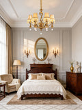 25X24 Inch 6 Light Elegant Antique Brass and Crystal Chandelier Light for Bedroom-铜灯-Jecanoli