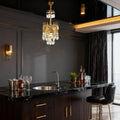 6 Inch Mini Crystal Pendant Light for Kitchen Island Empire Style Brass Crystal Chandelier-铜灯-Jecanoli