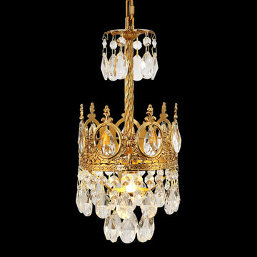 6 Inch Mini Crystal Pendant Light for Kitchen Island Empire Style Brass Crystal Chandelier-铜灯-Jecanoli