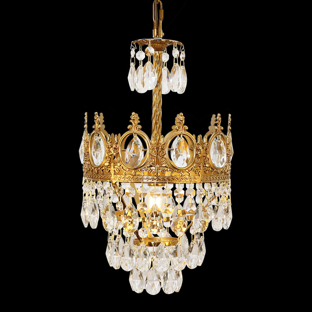 9 Inch Mini Kitchen Island Pendant Light Empire Style Brass Crystal Pendant Lighting-铜灯-Jecanoli