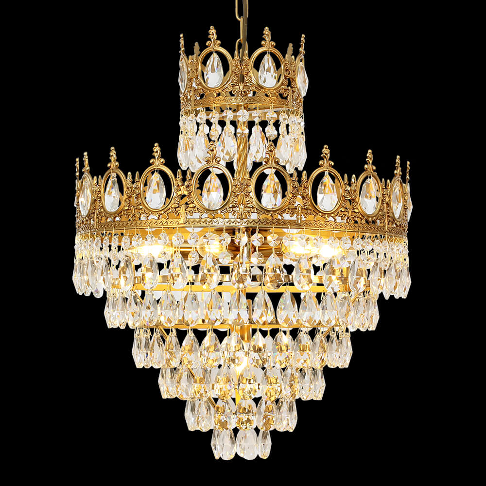 18 Inch Small Crystal Chandelier for Extrance Empire Style Brass Chandelier-铜灯-Jecanoli