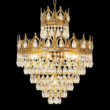 18 Inch Small Crystal Chandelier for Extrance Empire Style Brass Chandelier-铜灯-Jecanoli