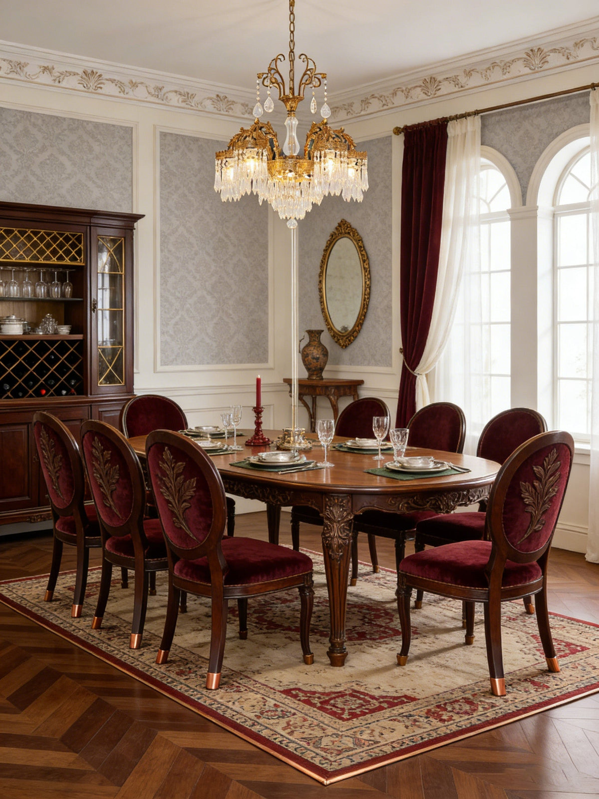 25.5 Inch Wide French Empire Style Brass Crystal Chandelier Gold Dining Room Chandelier-铜灯-Jecanoli
