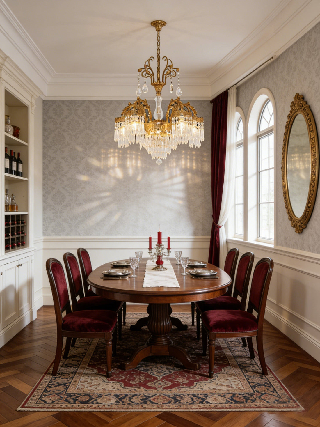 25.5 Inch Wide French Empire Style Brass Crystal Chandelier Gold Dining Room Chandelier-铜灯-Jecanoli