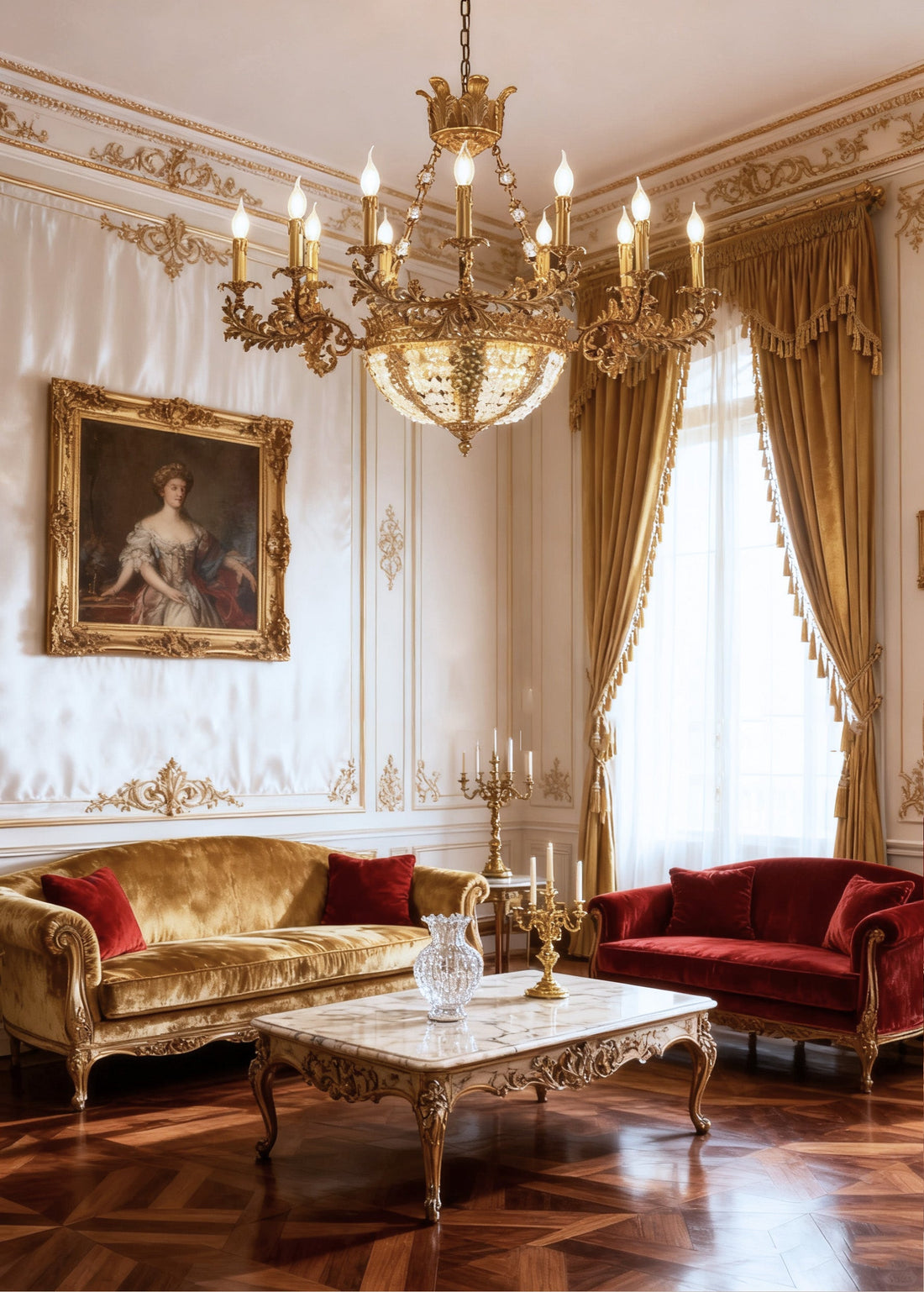 41X30 Inch 16 Lights French Empire Style Brass and Crystal Chandelier Light-铜灯-Jecanoli