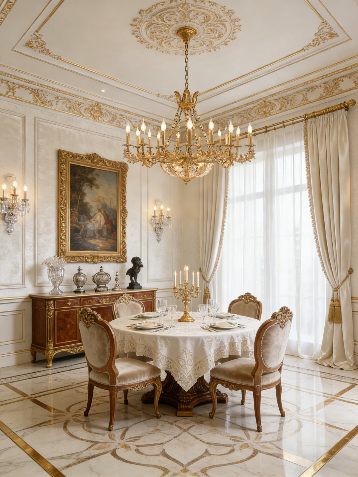 47X31 Inch 20 Lights French Empire Style Brass and Crystal Chandelier Light-铜灯-Jecanoli