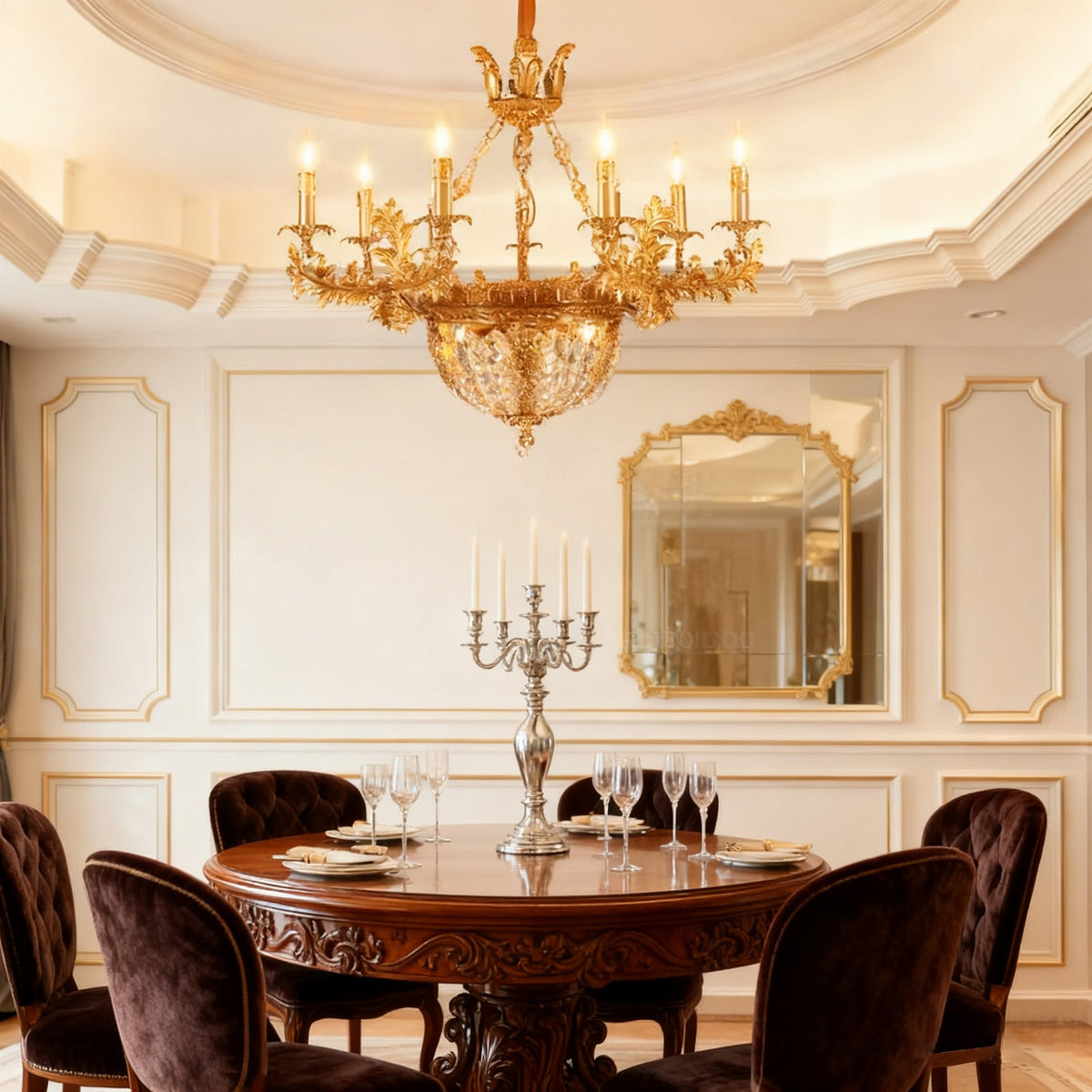 31X29 Inch 12 Lights French Empire Style Brass and Crystal Chandelier Light-铜灯-Jecanoli