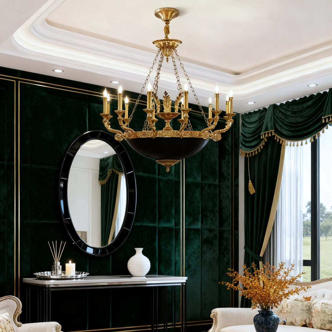 28X26 Inch 6 Lights Rococo French Empire Copper Chandelier-铜灯-Jecanoli