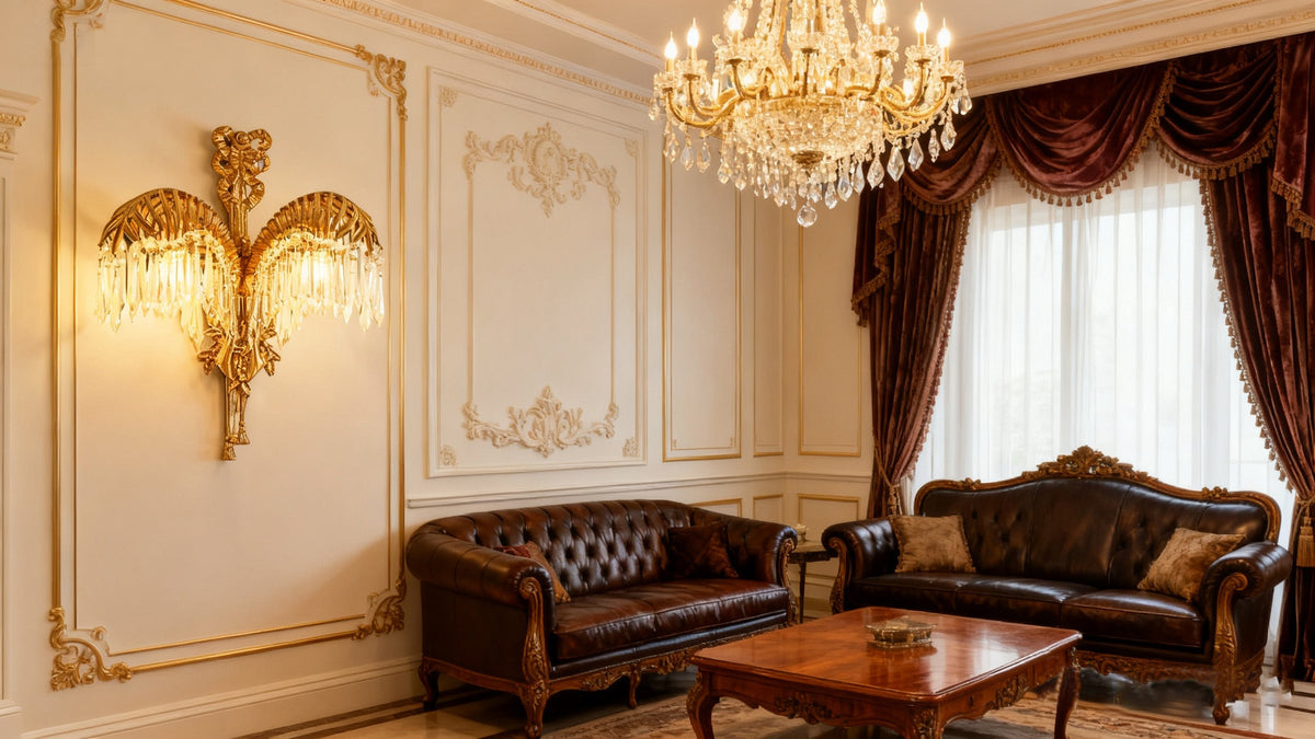 2 Lights Antique Brass & Crystal Wall Sconce-壁灯-Jecanoli
