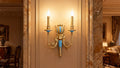 2 Lights Rococo Style Brass Wall Lamp Blue/ Pink Color-壁灯-Jecanoli