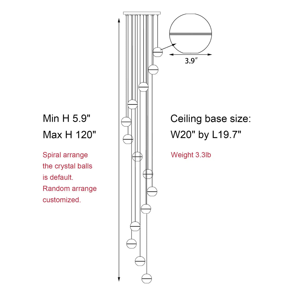 14-Light Crystal Staircase Chandelier