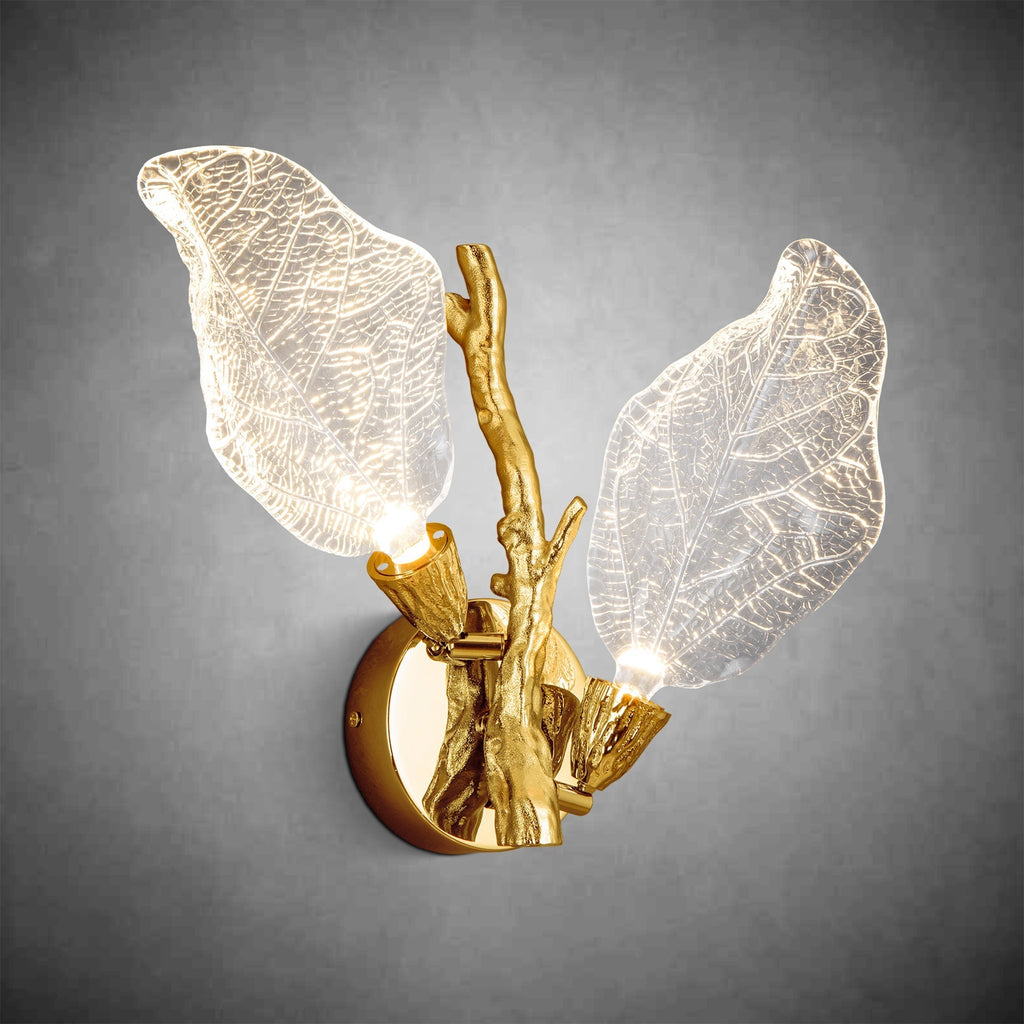 Modern Crystal Leaf-Shaped Wall Lamp