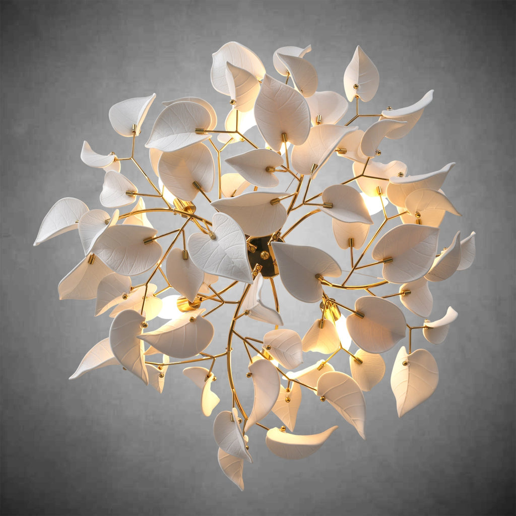 Ceramic Ginkgo Leaf Chandelier