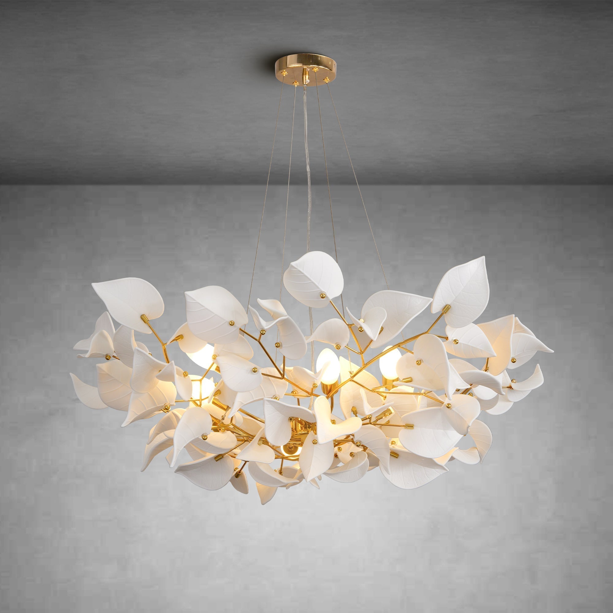 Ceramic Ginkgo Leaf Chandelier