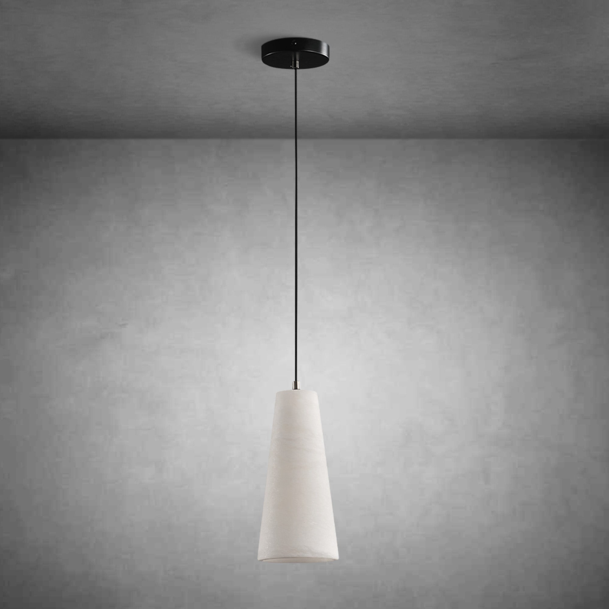 Alabaster Cone-Shaped Pendant Lamp