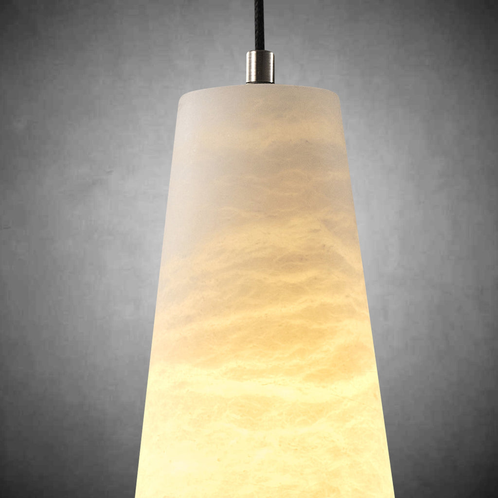 Alabaster Cone-Shaped Pendant Lamp