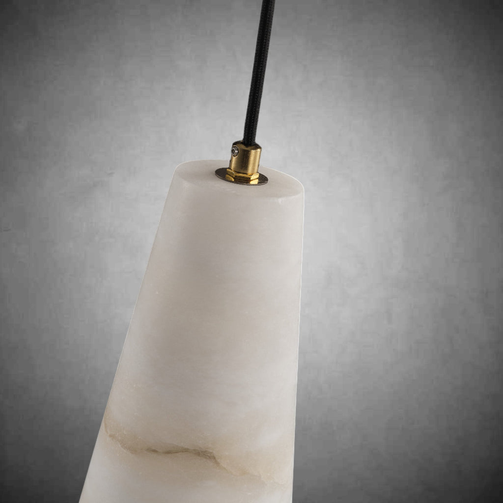 Alabaster Cone-Shaped Pendant Lamp