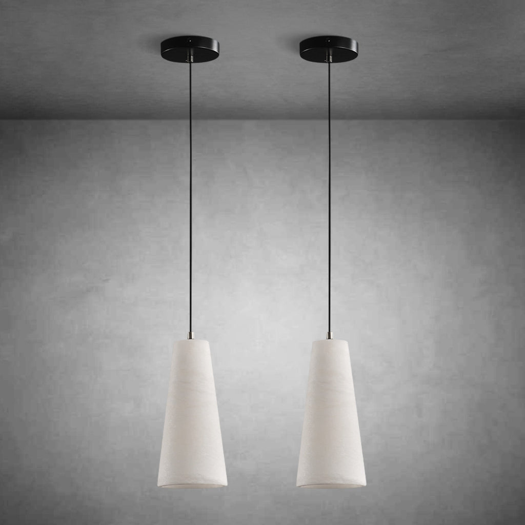 Alabaster Cone-Shaped Pendant Lamp