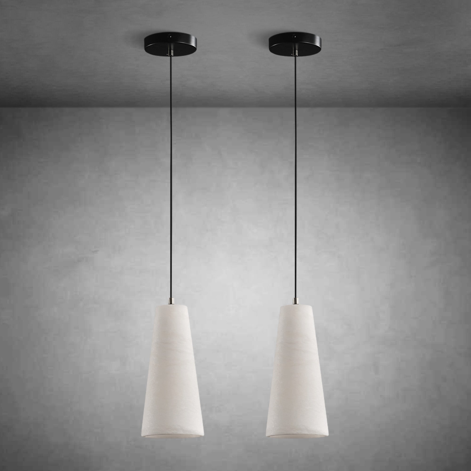 Alabaster Cone-Shaped Pendant Lamp