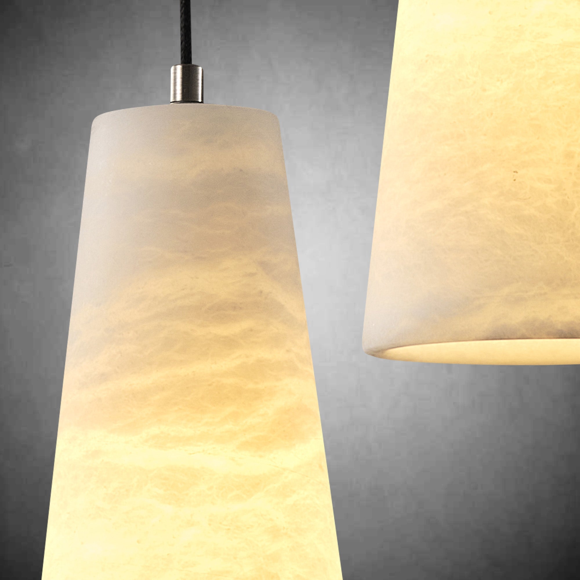 Alabaster Cone-Shaped Pendant Lamp