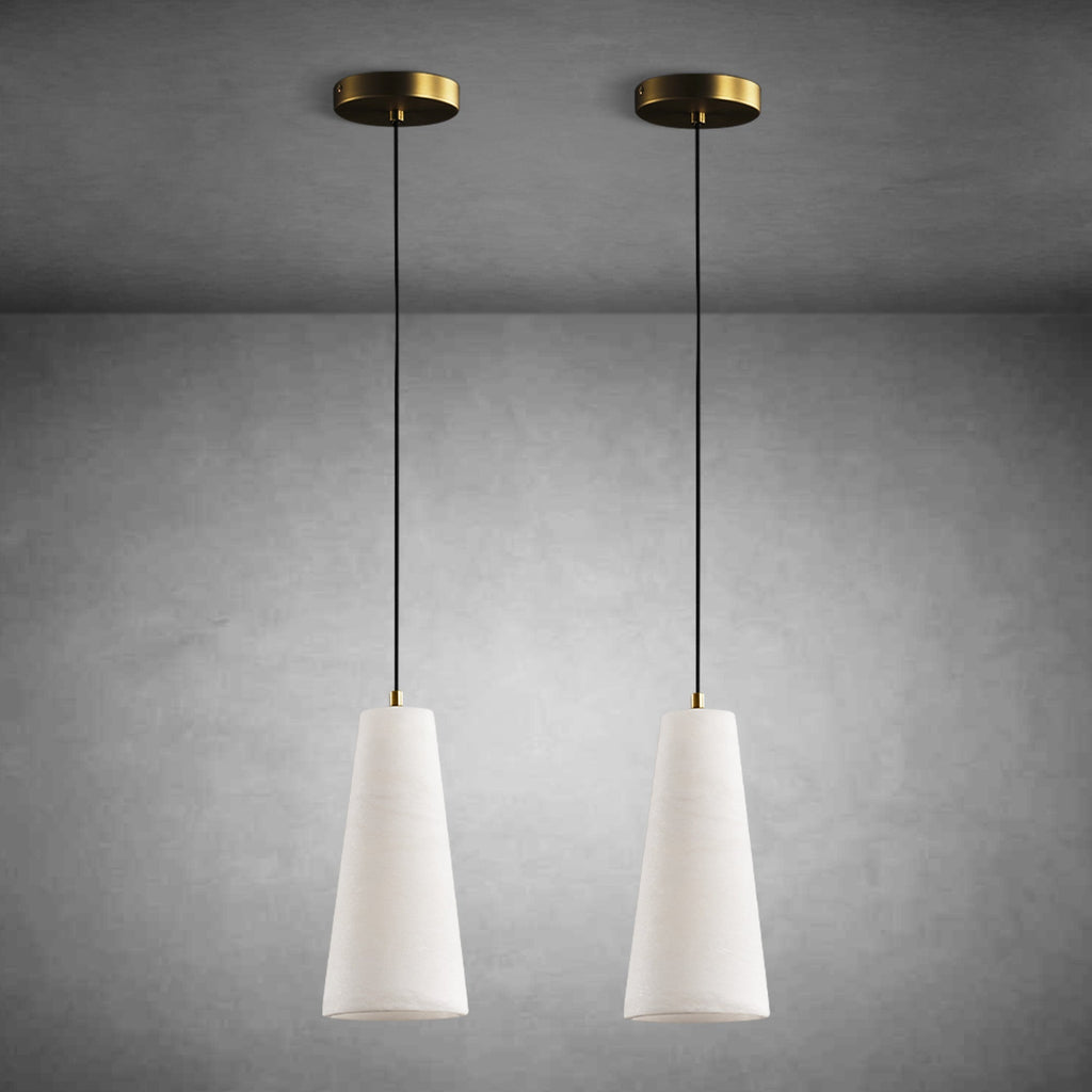 Alabaster Cone-Shaped Pendant Lamp