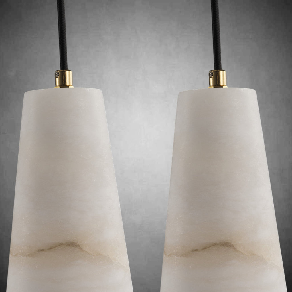 Alabaster Cone-Shaped Pendant Lamp