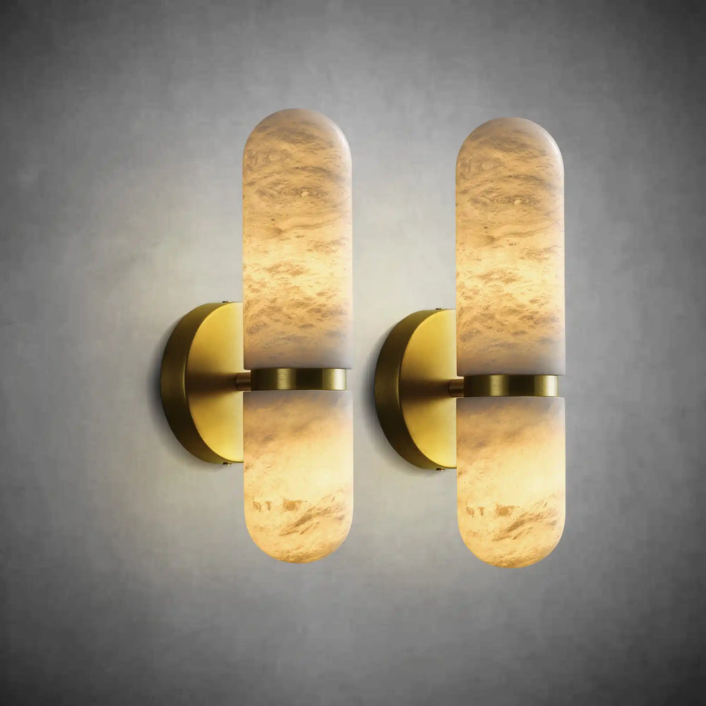 Spanish Alabaster & Brass Luxury Wall Sconce