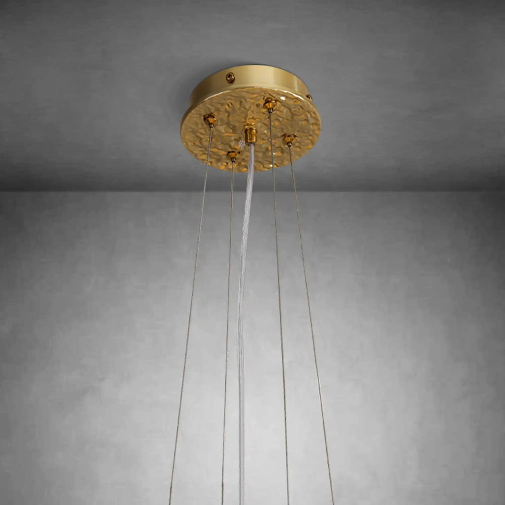 Gold Tree Branch Round Ceramic Ginkgo Leaf Chandelier 32in