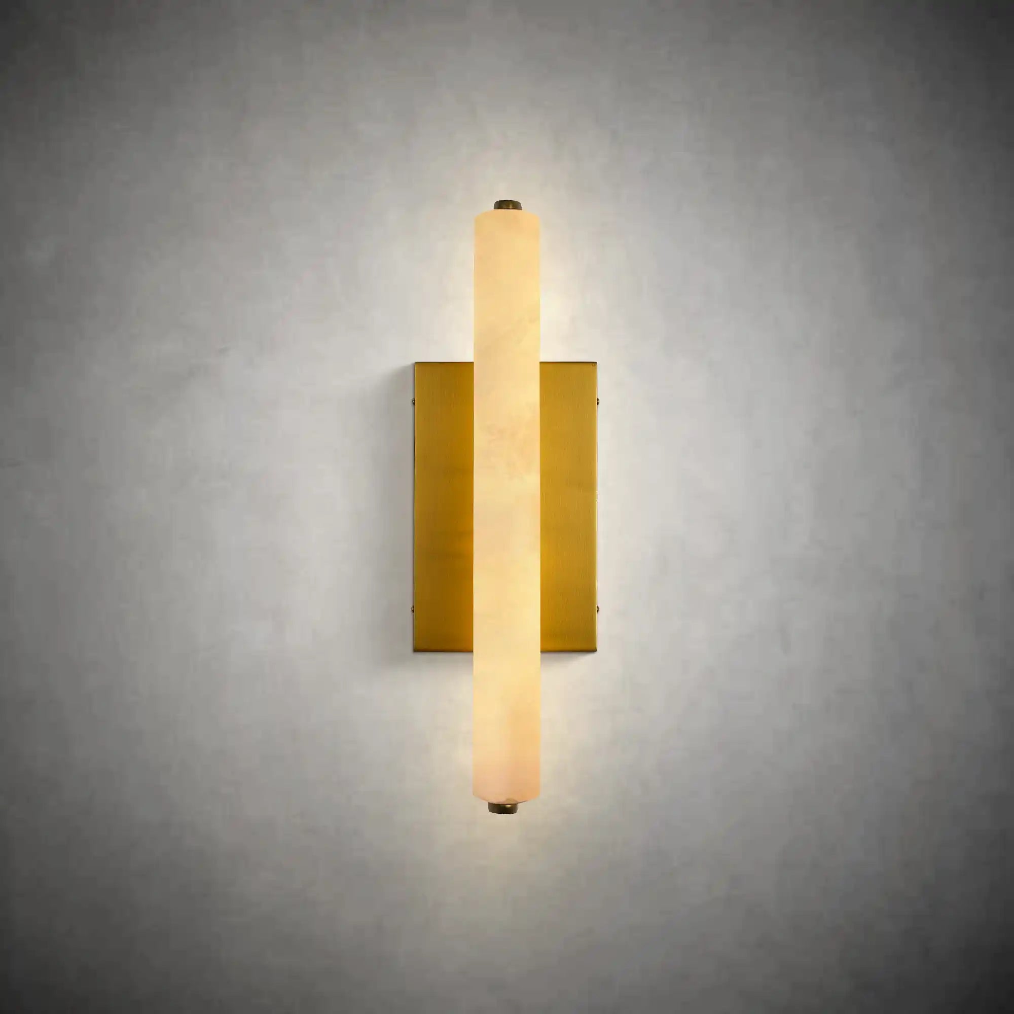 15" Brass Alabaster Wall Sconce – Modern Rectangular Marble Light
