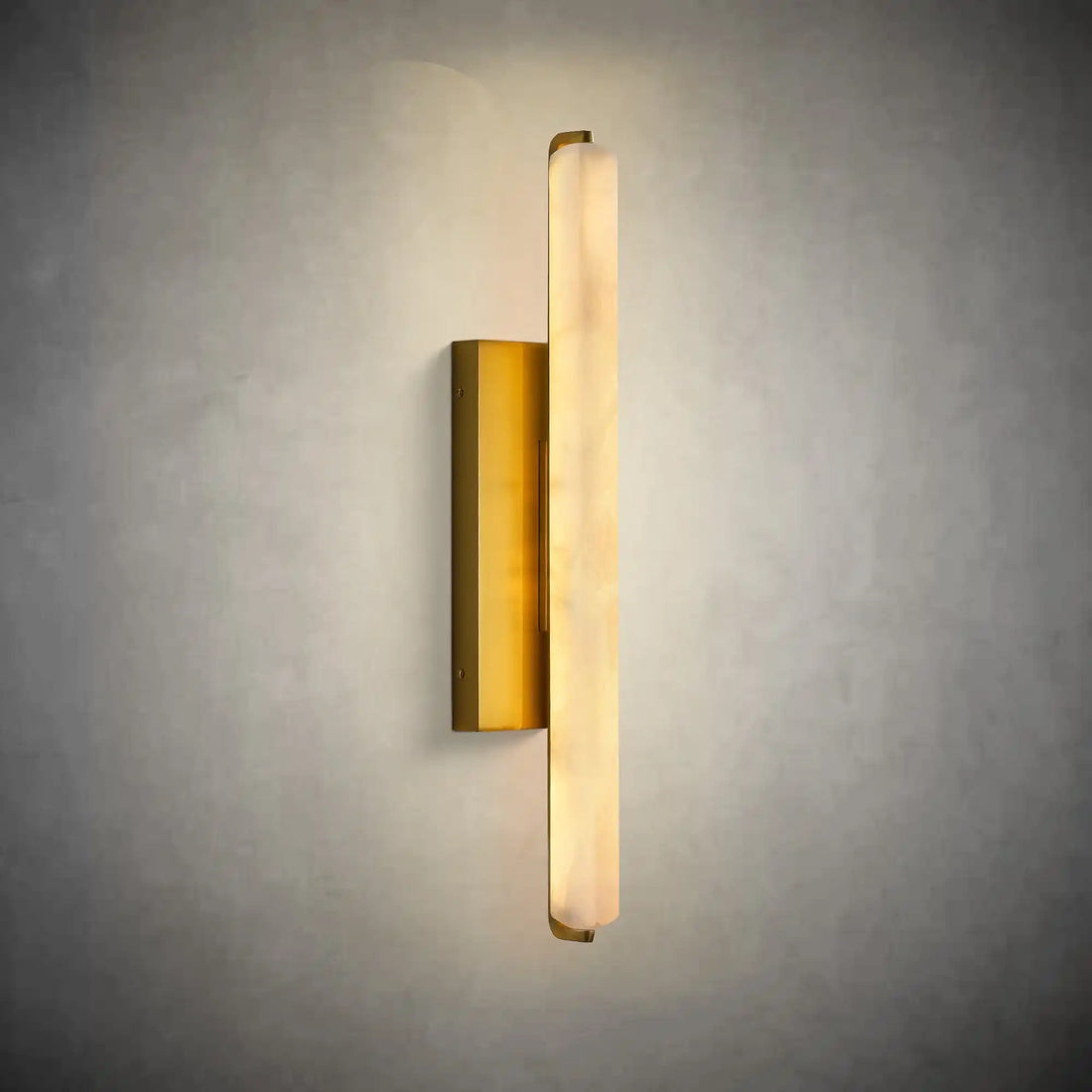 15" Brass Alabaster Wall Sconce – Modern Rectangular Marble Light