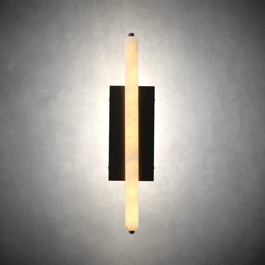 15" Brass Alabaster Wall Sconce – Modern Rectangular Marble Light