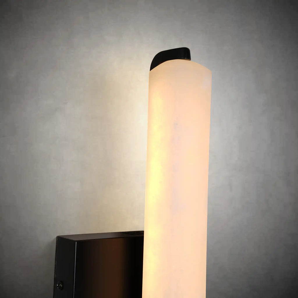 15" Brass Alabaster Wall Sconce – Modern Rectangular Marble Light