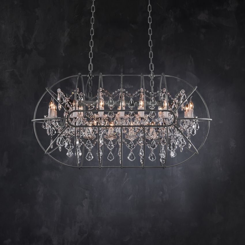 Zoraida Crystal Rectangular Chandelier-Chandelier-Jecanoli